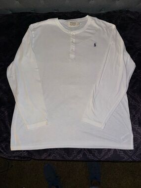 Polo Ralph Lauren Slub Jersey Henley Shirt Mens 1XLT Faded Wash Blue Pony.